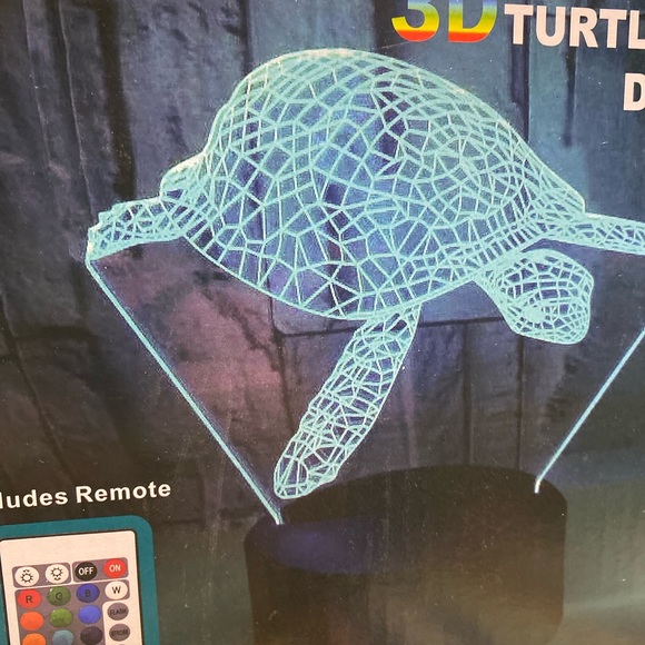 3D Turtle RGB LED Desk Lamp Optical Illusions Nightlights with Remote NWB - Picture 2 of 5
